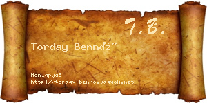 Torday Bennó névjegykártya